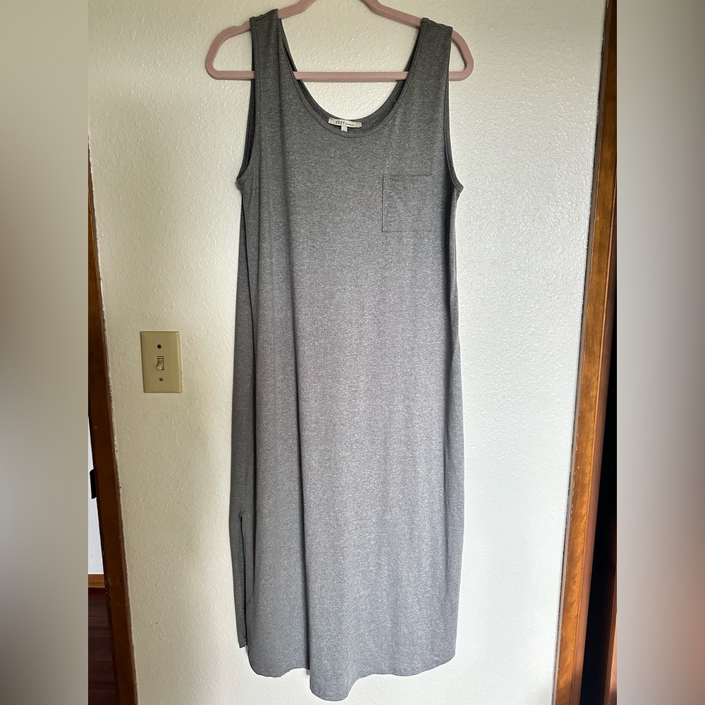 Women’s COZY casual dress. Pocket. Gray. Large